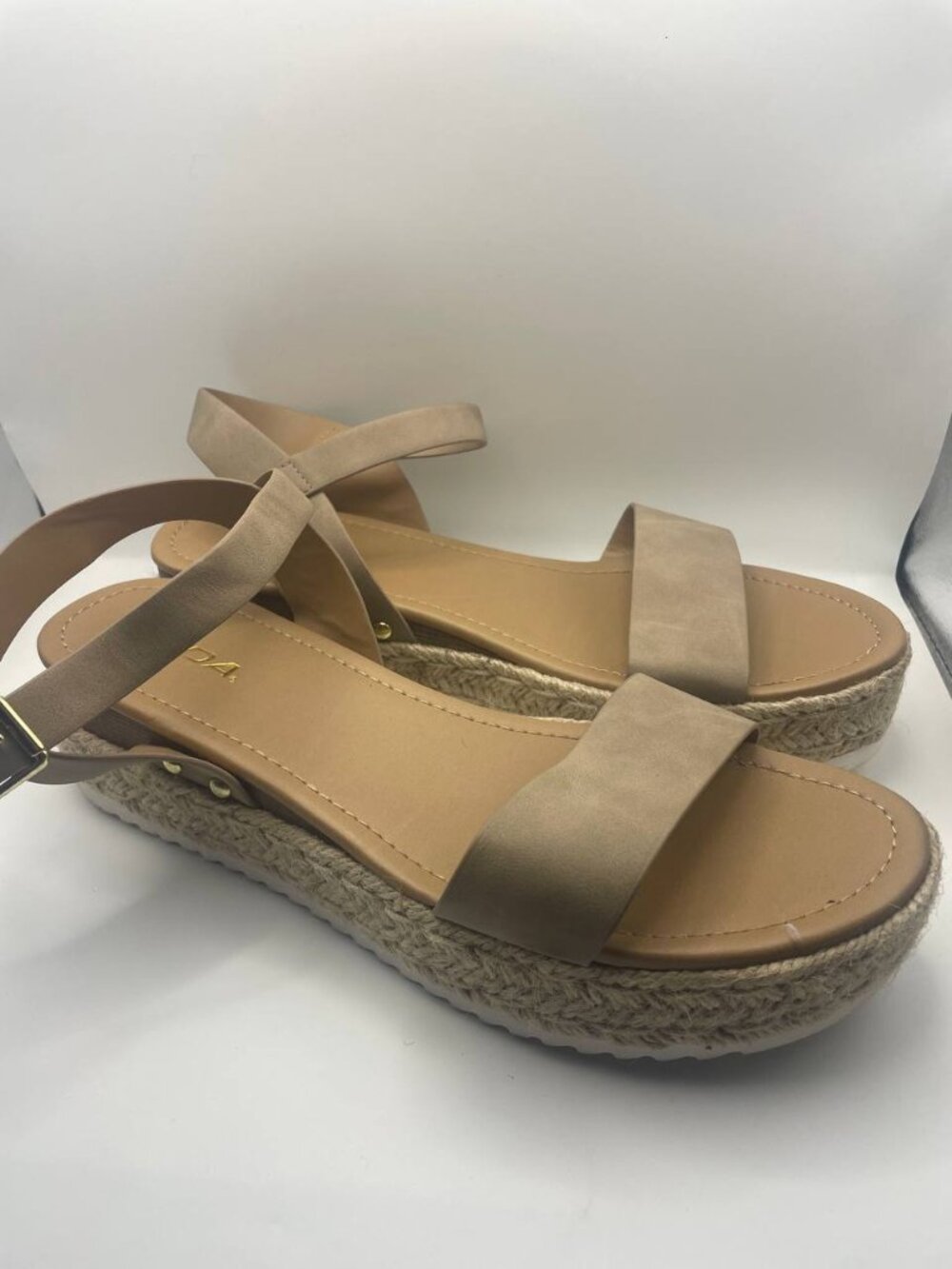 SODA. Women's Size 11 Tan Espadrille Platform Sandals - Coastal Boho Vibes